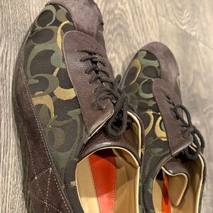 Coach Olive and Brown Camouflage Sneakers